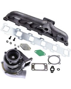 Turbo Turbocharger + Exhaust Manifold Kit compatible for Nissan Patrol 4.2L TD42 GQ Y60 Y61