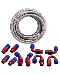 AN-10 Stainless Steel PTFE Fuel Line Hose 6M 20FT and AN10 Swivel Fitting Kit