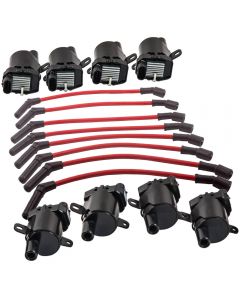 Ignition Coils Spark Plug Wire Pack compatible for Chevy Silverado 1500 1999-2007 4.8L/5.3L