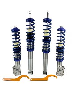 Lowering Suspension Coilover Kit compatible for VW MK2 / MK3 compatible for GOLF and JETTA - Blue Struts