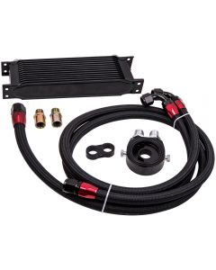 Universal Engine Oil Cooler 13 ROW AN10 + Filter Adapter Kit + Nylon Oil Lines