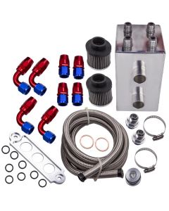 NEW Aluminum Oil Catch Can Breather with Hose Kit 4 Port 10AN compatible for Acura