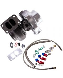 Universal T70 Turbo Turbocharger T3 .82 A/R + Oil Drain Return FEED Line Kit TCD